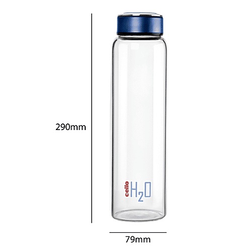 Buy Cello Water/Fridge Glass Bottle - H20 - Blue Cap Online at Best ...