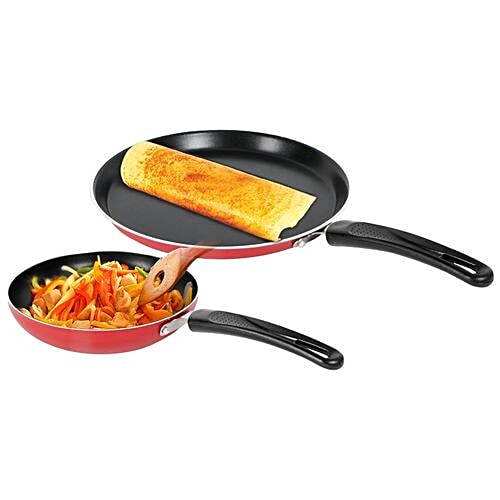 Buy Iveo Non Stick Tawa Fry Pan Combo Red Online at Best Price