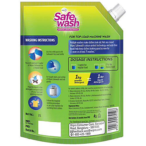 Buy Safewash Matic Top Load Liquid Detergent - 2X Stain Removal With ...