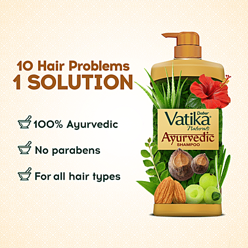 Buy Dabur Vatika Ayurvedic Shampoo, Damage Therapy with 10 natural ...