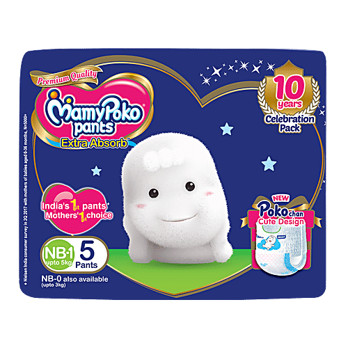 Buy Mamypoko Extra Absorb Diaper Pants - NB-1, Upto 5 Kg, For New Born ...