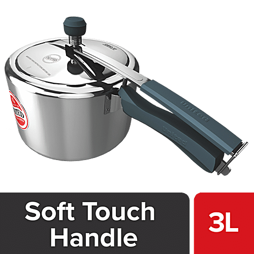 United Aluminium Pressure Cooker With Silicone Soft Touch Handle Cibo X1 Silver 3 L