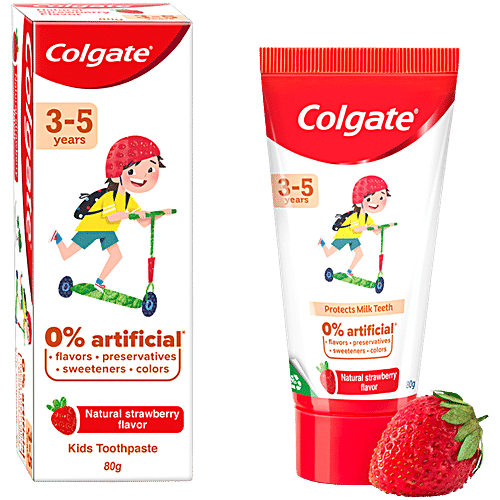 Buy Colgate Kids Toothpaste - 3-5 years, Natural Strawberry Flavour, 0% ...