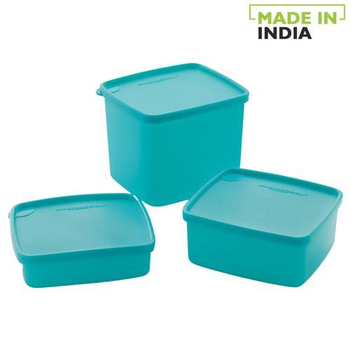 Plain Square Blue Small Plastic Container Box, Air Tight, Capacity: 600ml