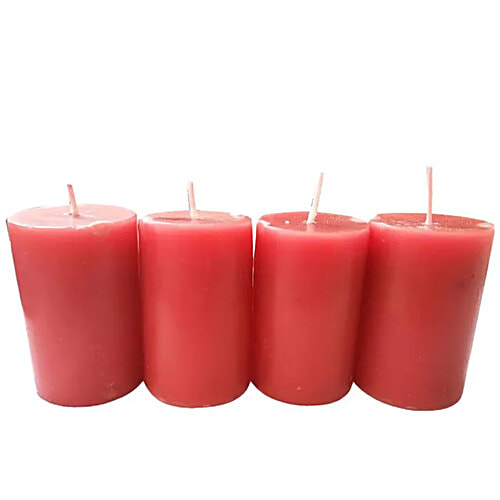 Pahal Scented Pillar Candles - 8 cm , Assorted Colours, High Quality Wax, 4 pcs  