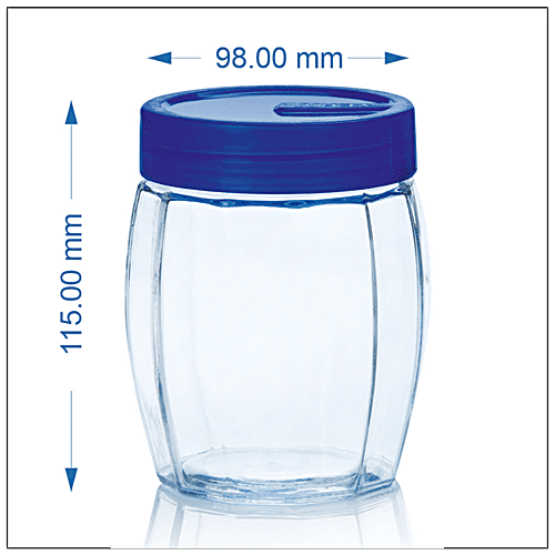 Buy Yera Glass Jar - With Blue Lid, Square, Pantry/Cookie/Snacks