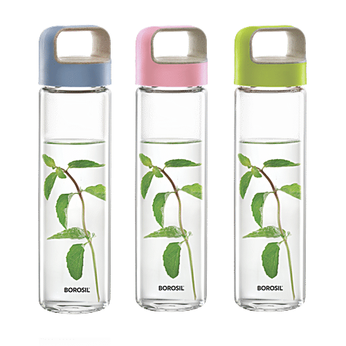 Borosil - Neo Borosilicate Glass Water Bottle With Green Handle