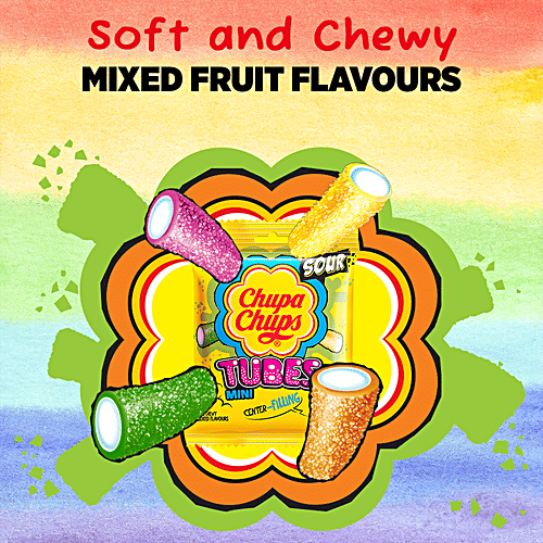 Buy Chupa Chups Sour Mini Tubes - Assorted Flavour, Soft & Chewy Toffee ...