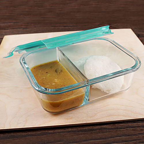 Buy BB Home Glass Lunch Box/Storage Borosilicate Container With Compartment  - Rectangular, Sea Green Online at Best Price of Rs 499 - bigbasket