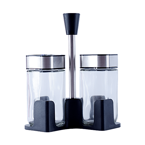 2pcs Refillable Salt & Pepper Grinder Set - Stainless Steel Lid