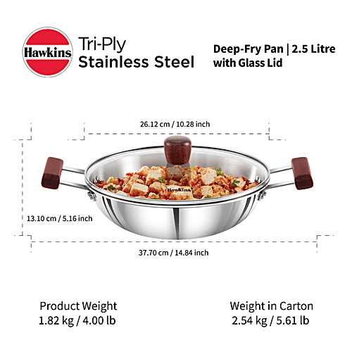 Buy Kitchen Essentials Tri Ply Stainless Steel Kadai - 3 Layer, With  Induction Base & Lid, 24 cm Online at Best Price of Rs 2199 - bigbasket