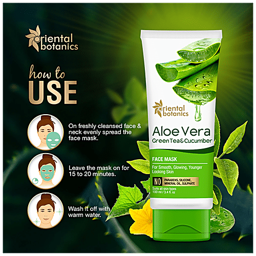 Buy Oriental Botanics Aloe Vera, Green Tea & Cucumber Face Mask Online 