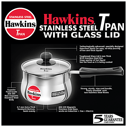 Hawkins Tpan Stainless Steel saucepan Tea Pan, with Lid, 1.5 Liters