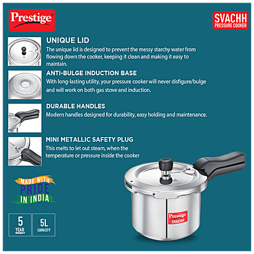 prestige svachh aluminium pressure cooker