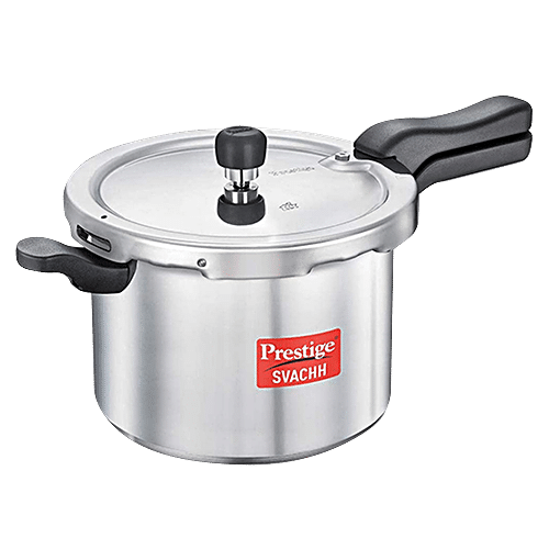 Prestige Svachh Aluminium Anti Bulge Gas Induction Compatible Pressure Cooker Silver 5 l