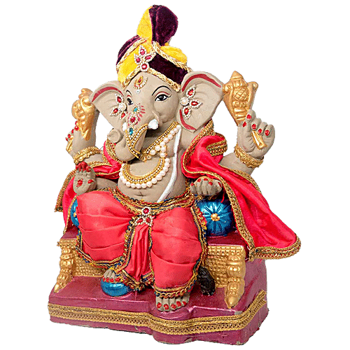 Buy SriRudra Ganesh-Ganapathi Idol Eco friendly right trunk 1ft ...