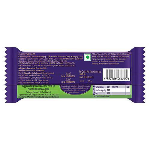 Buy Cadbury Dairy Milk Chocolate Bar - Hint O' Mint Online at Best ...