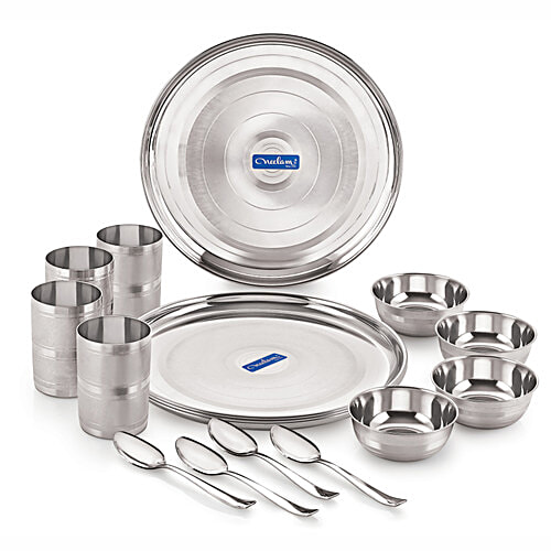 Buy Neelam Stainless Steel Premium Dinner Set - Diamond Touch Online At ...