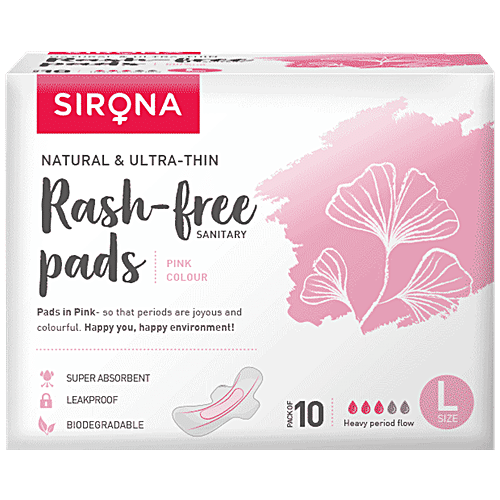 Buy SIRONA Natural Biodegradable Super Soft Pink Sanitary Pads/Napkins -  Large Online at Best Price of Rs 259 - bigbasket