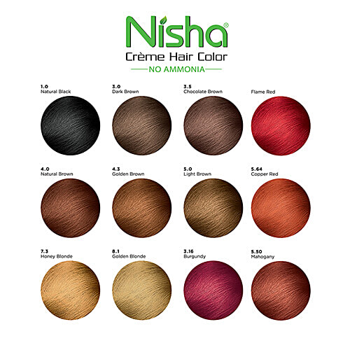 Nisha Creme Hair Colour - 1.0, 1 pc (60 g + 60 ml + 18 ml) 