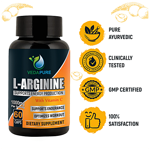 Buy Vedapure L-Arginine Dietary Supplement Capsule - With Vitamin C ...