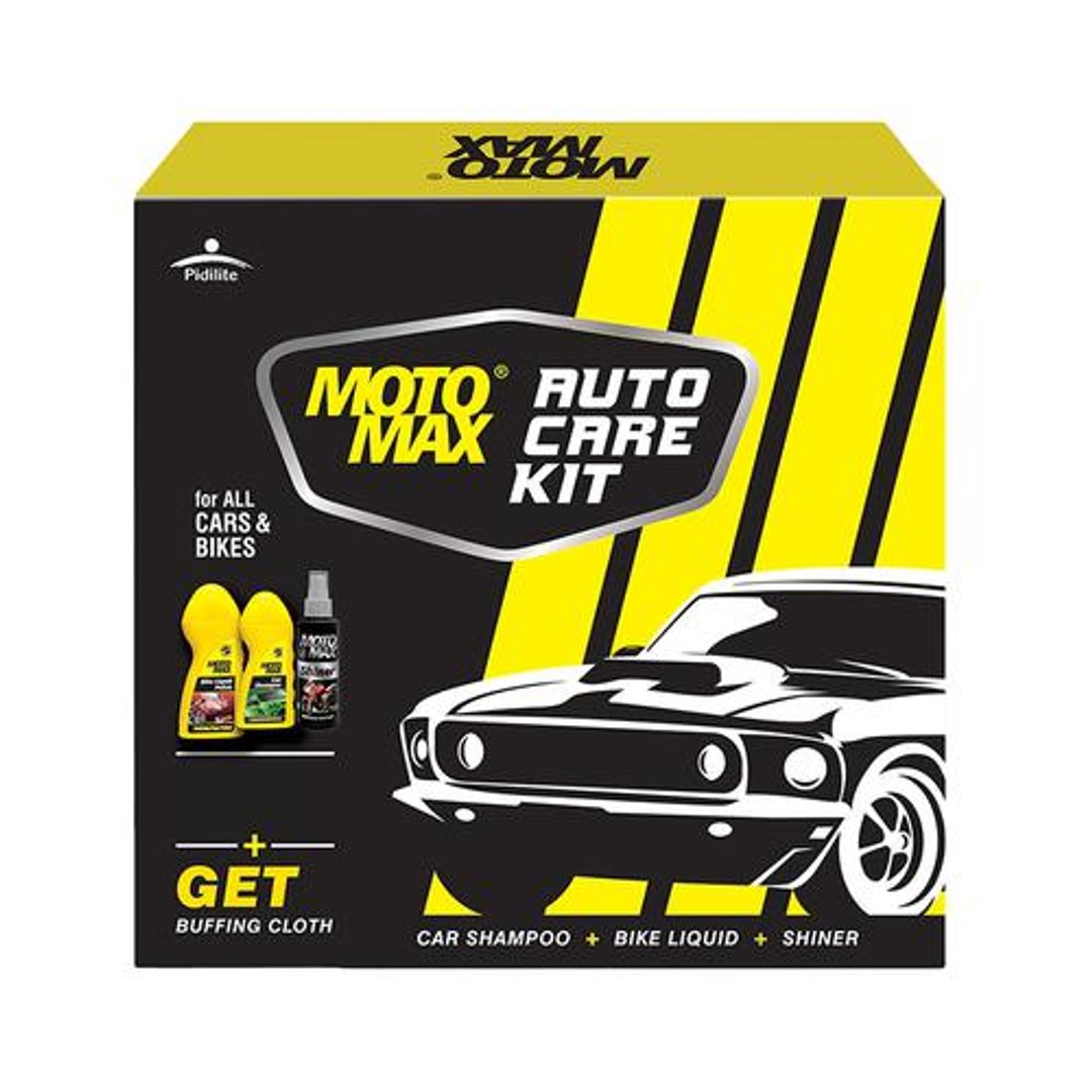 Buy Motomax Auto Care Kit Car Shampoo Bike Liquid Polish And Shiner Free Buffing Cloth For