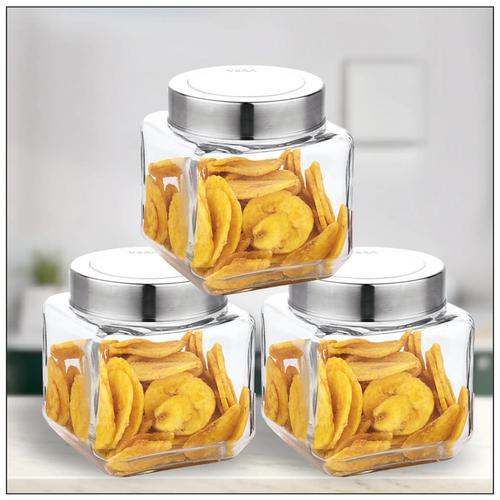 3pcs 3 Color Glass Jar With Screw Lid For Oats Condiment Salad Dressing  Storage Snack Container