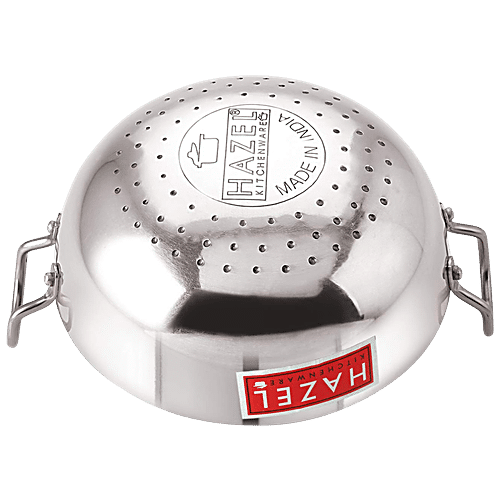 HAZEL Aluminum Deep Frying Pan Induction Base Kadai for Indian Cooking,  100oz-Silver 