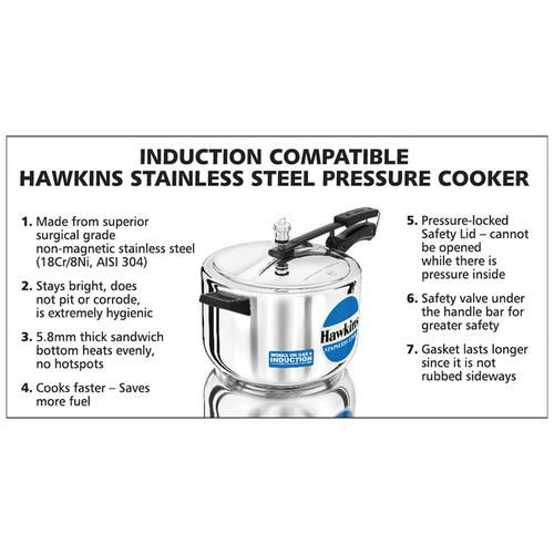 Hawkins Hevibase IH80 8-Litre Induction Pressure Cooker, Small, Silver 