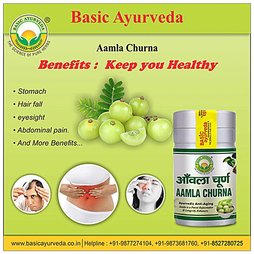 Buy Basic Ayurveda Aamla Churna - For Eye Disorders , Promotes Hair 