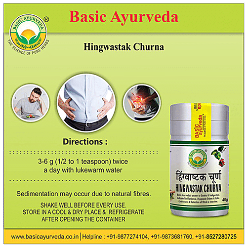 Buy Basic Ayurveda Hingwastak Churna - Helpful in Indigestion ...