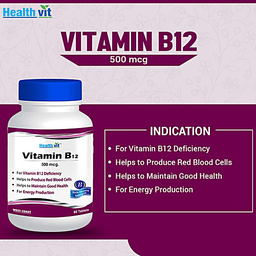 Buy Healthvit Health Supplement - Vitamin B12 Tablets, 500 Mcg Online ...