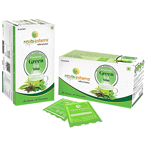 Buy ROOTS & STEMS Green Tea - Probiotic Premix, Mint Online at Best ...