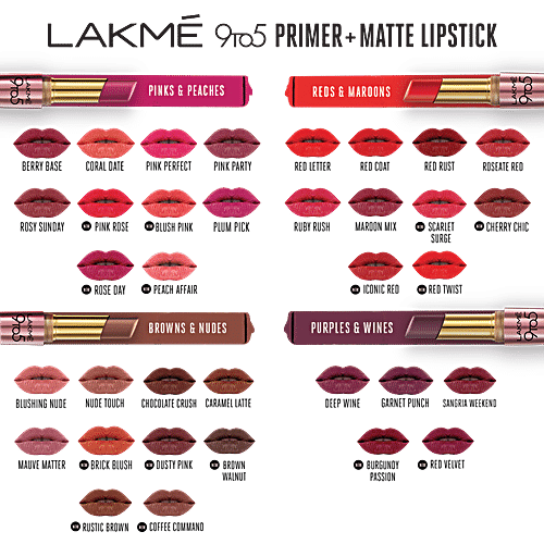 lipstick shades of lakme 9 to 5