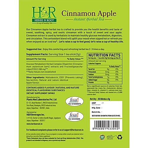 Buy Herbs N Root Cinnamon Apple Instant Herbal Tea Apple Flavour