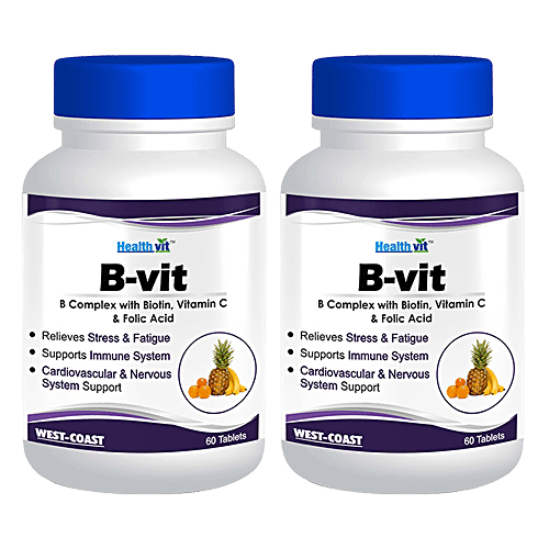 Buy Healthvit B-Vit B Complex Tablet - With Biotin, Vitamin C & Folic ...