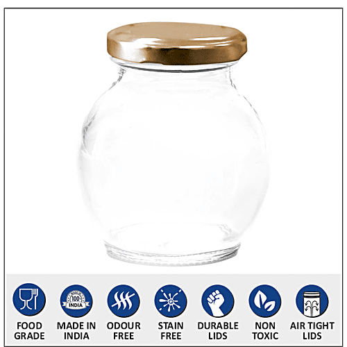 Buy Yera Glass Jar/Container With Golden Metal Lid - Dishwasher Safe, Used  For Storage Online at Best Price of Rs 239 - bigbasket