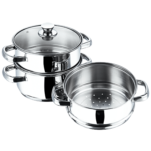 Buy Vinod Stainless Steel Steamer Set - Induction Base, 25 cm, 3 mm ...