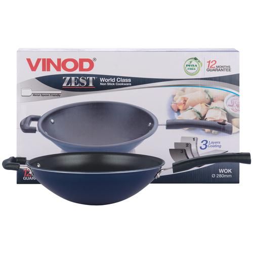 Buy Vinod Zest Non-Stick Aluminium Wok Pan/Kadai- 28 cm, 5.25 mm Online at  Best Price of Rs 999 - bigbasket