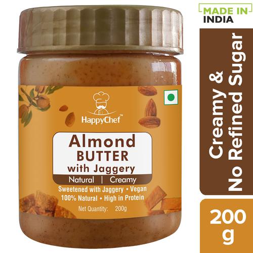 HappyChef Almond Butter With Jaggery, Creamy, 200 g  