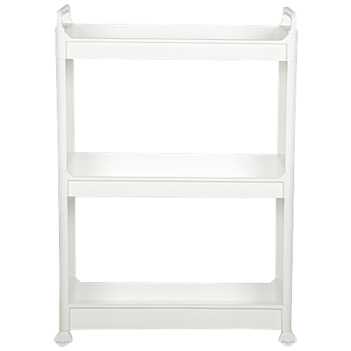 1pc Monochrome Bathroom Storage Shelf, Plastic Material Wall