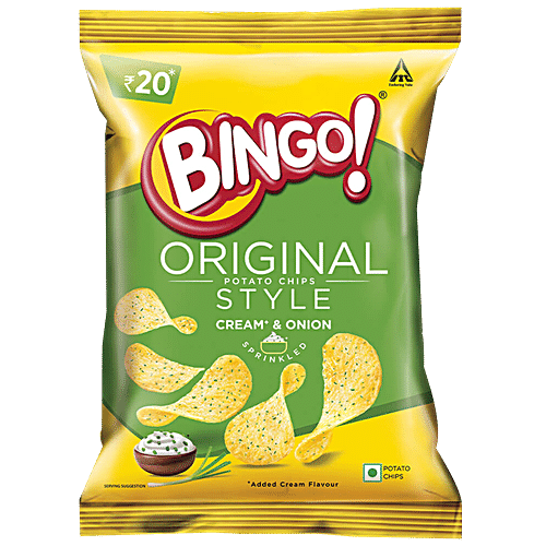 Buy Bingo Flat Cut Potato Chips - Original Style, Cream & Onion ...