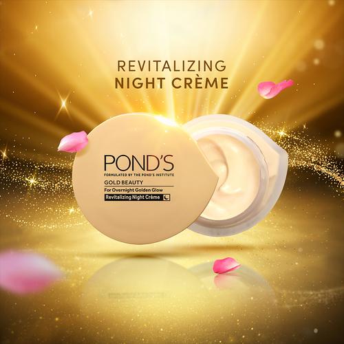 Ponds Gold Beauty - Overnight Golden Glow Cream, With 24k Pure Gold, 35 g  