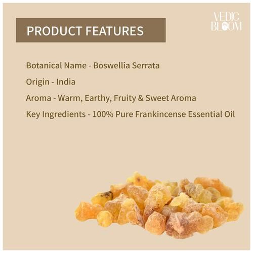 Vedic Bloom Frankincense Essential - 100% Pure & Natural, For Skin Health, 15 ml Glass Bottle 