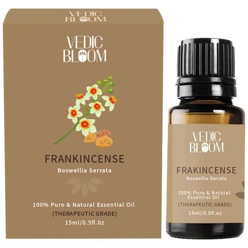 Vedic Bloom Frankincense Essential - 100% Pure & Natural, For Skin Health, 15 ml Glass Bottle 