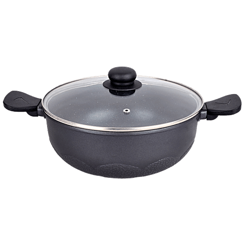 Buy Bergner Aluminium Kadai - Non Stick Coated, Glass Lid, Bakelite