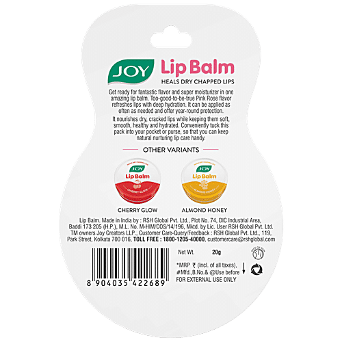 Buy Joy Pink Rose Lip Balm - Long-Lasting, Nourishing, Heals Dry ...