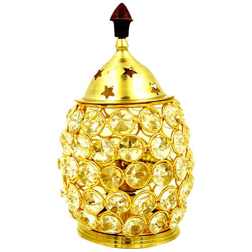 Buy Shubhkart Nitya Brass Akhand Brahmand Crystal Diya - Large Online ...