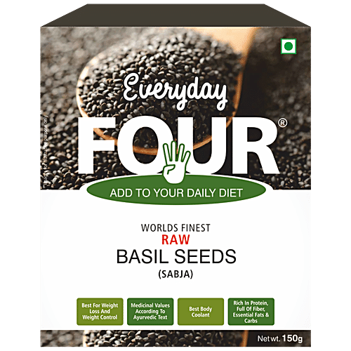 Everyday Four Raw Basil Sabja Tukmaria Seeds Helps In Weight Loss Control 150 g