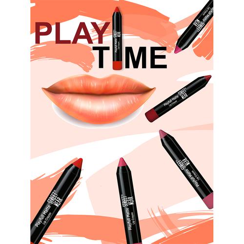 Street Wear Playfull Matte Lip Crayon - Enriched With Vitamin E & Shea Butter, Long-Lasting, 2.9 g Dude Red 